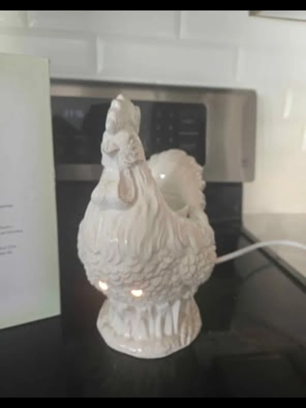 Scentsy White Ceramic Rooster Chanticleer Wax Warmer w/Original Box